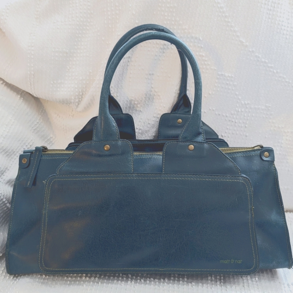 Matt & Nat Blue Vegan leather structured Handbag